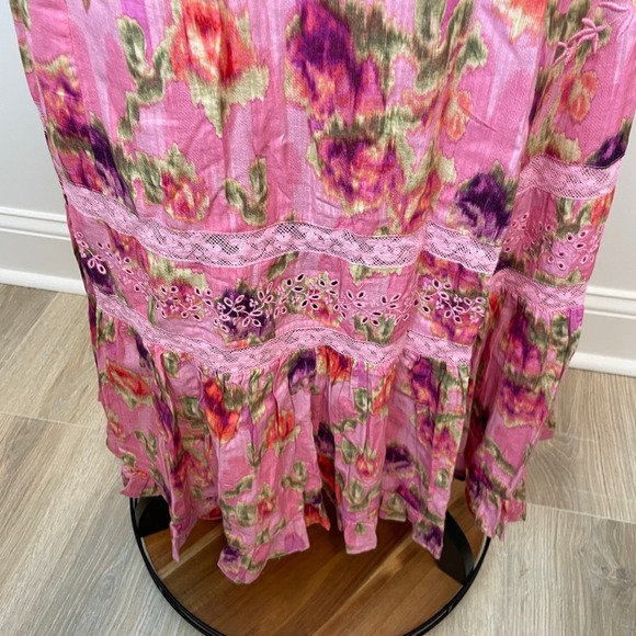 LoveShackFancy Floral Lace Mariata Maxi Dress In Wild Pink Rose Size 6 New - Picture 14 of 16
